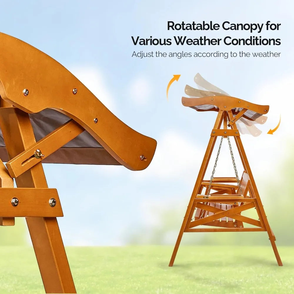 DAFIFY Porch Swing With Stand Canopy Waterproof Patio