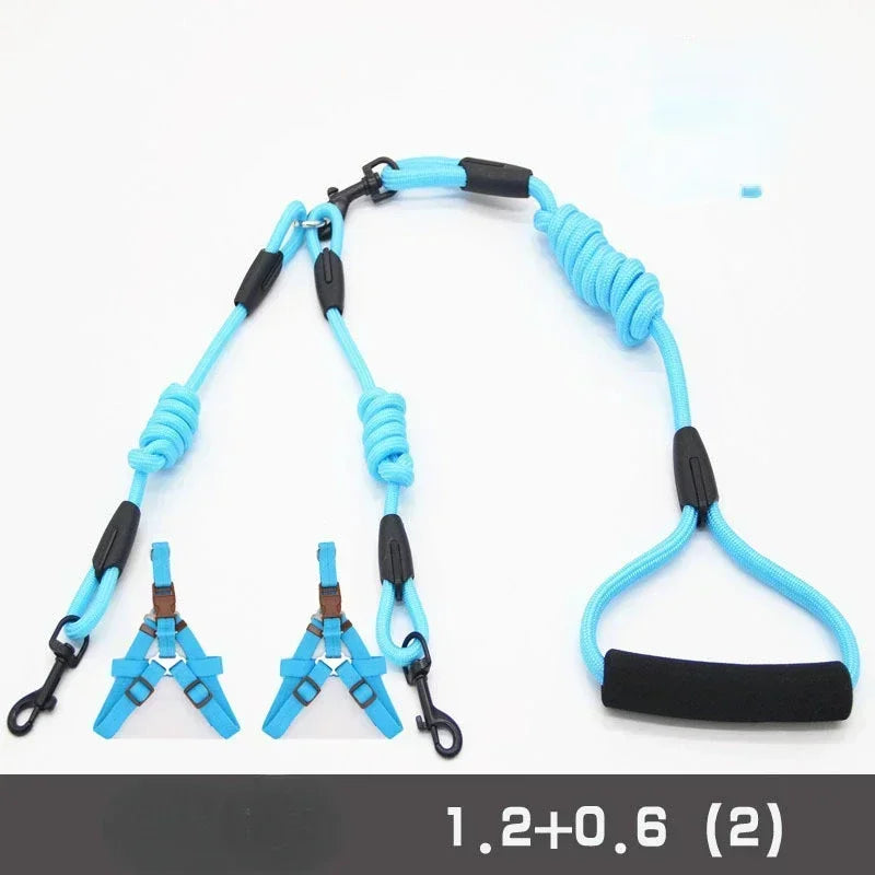 Guangdong Double Nylon Dog Leash With Twin Coupler