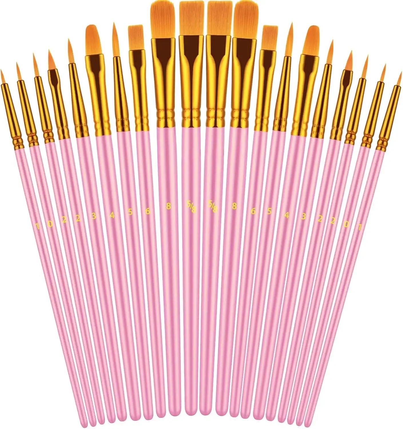20 Professional Paint Brushes for Oil Watercolor and Acrylic Art