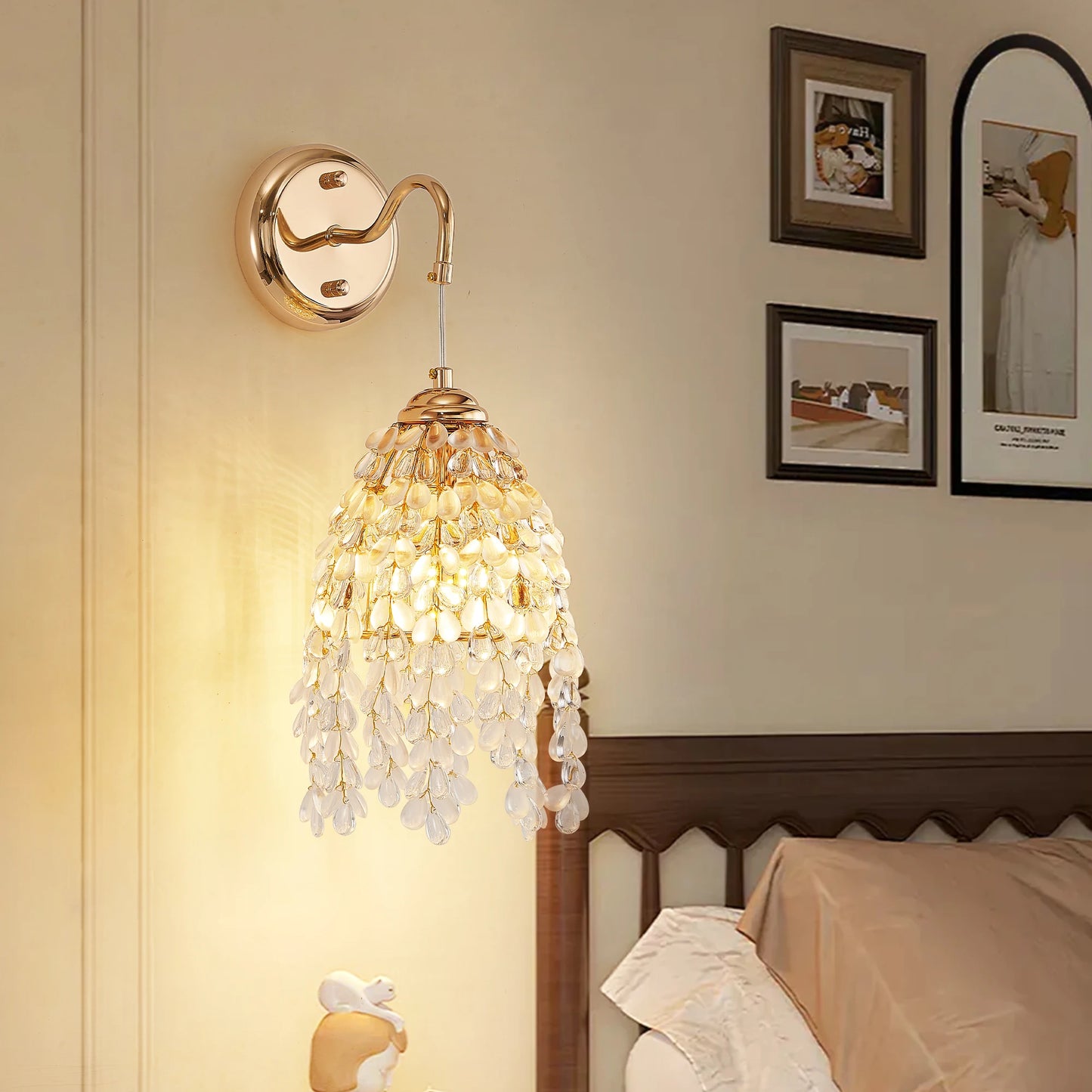 ARLGSITEC Luxury Set of 2 Crystal Bead String Wall Sconces
