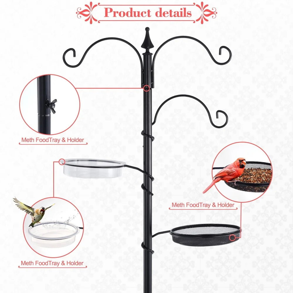 XMSJ Bird Feeding Station Kit 5 Prong Base Adjustable Hooks