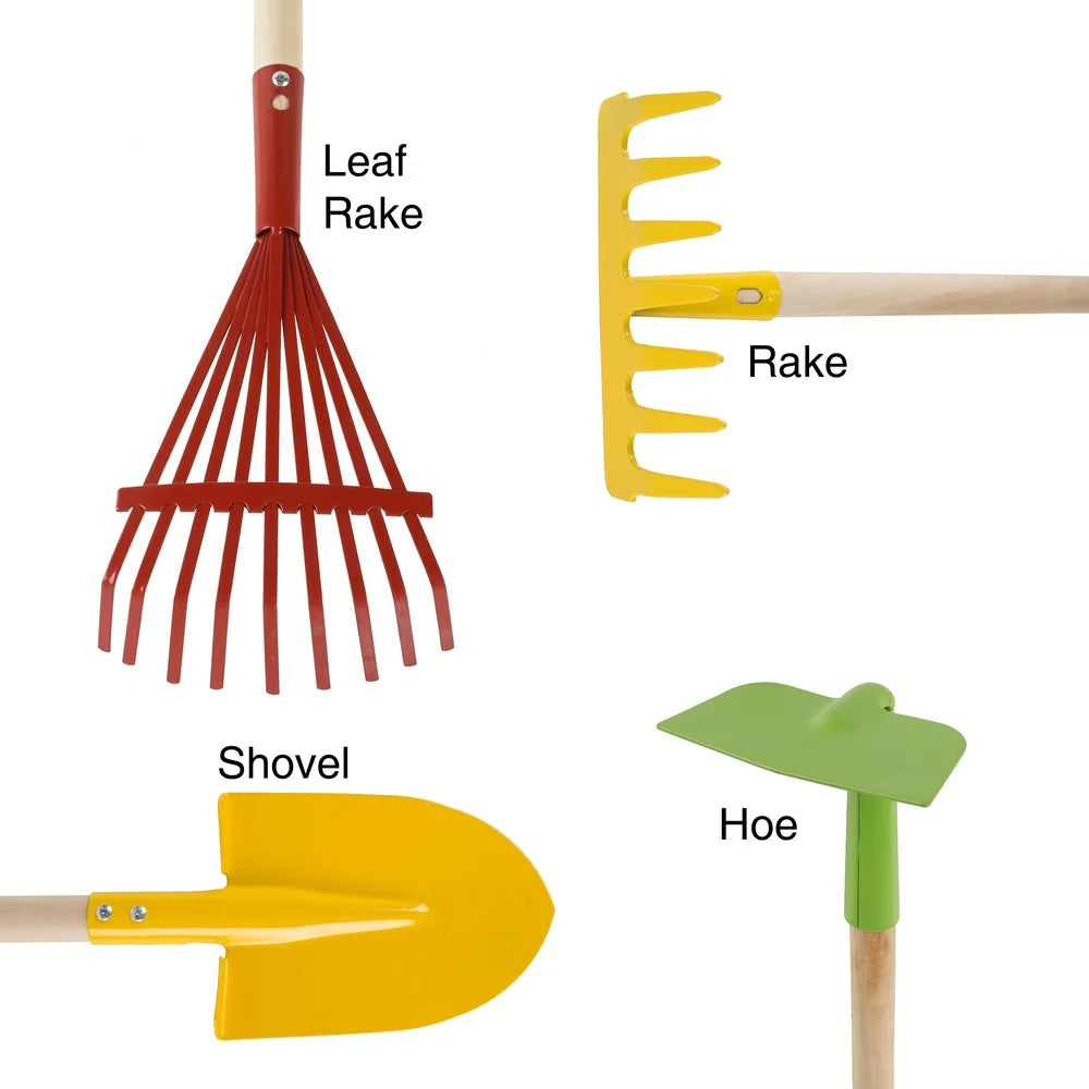 XMSJ Kids Garden Tool Set with Wooden Handles
