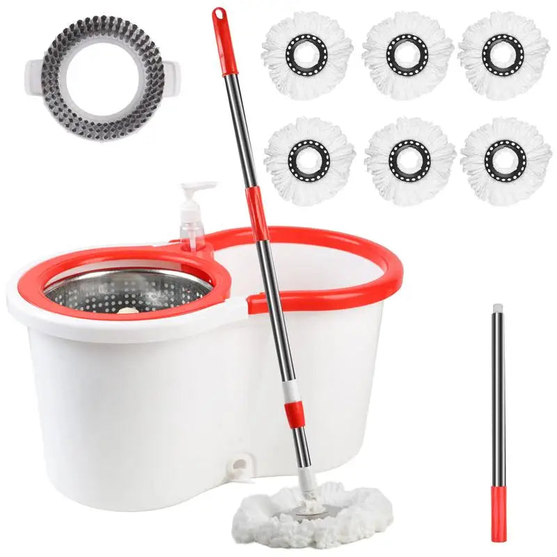 360 Degree Spinning Mop Bucket System with 3 Microfiber Heads