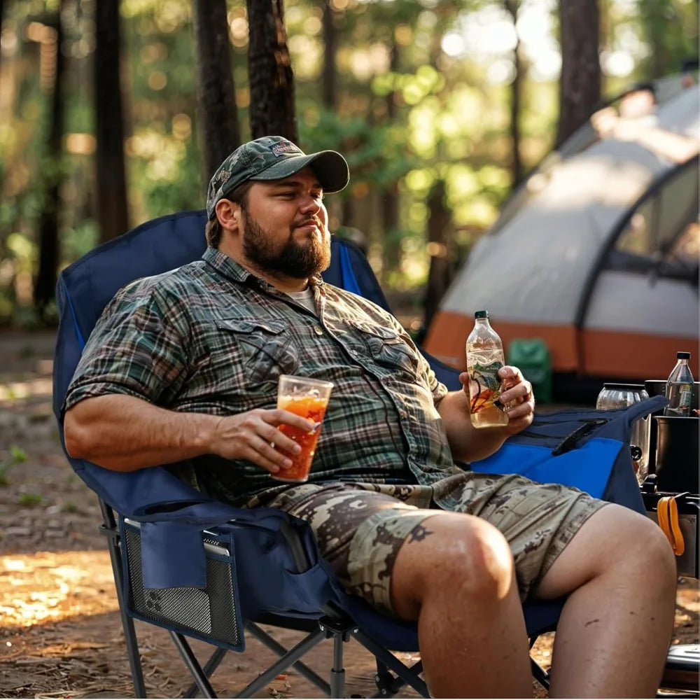 Oversized Camping Chair with Cup Holder and Cooling Bag