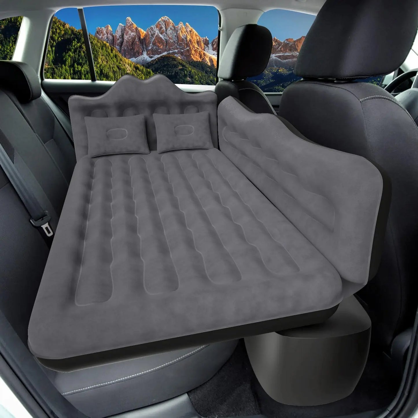 Inflatable Car Backseat Air Mattress with Two Pillows