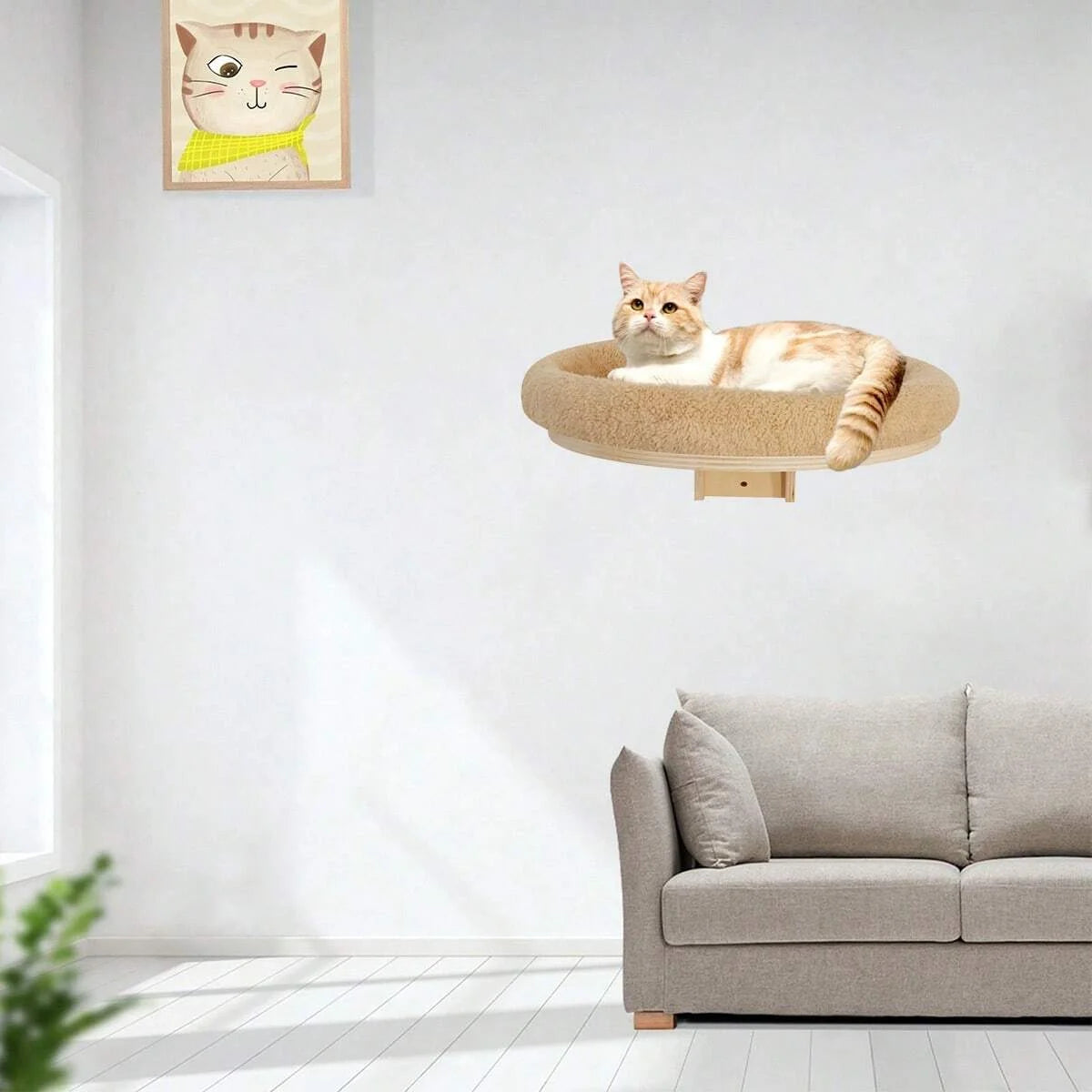 PETRAVELCN Cat Wall Mounted Wooden Climbing Ladder Hammock