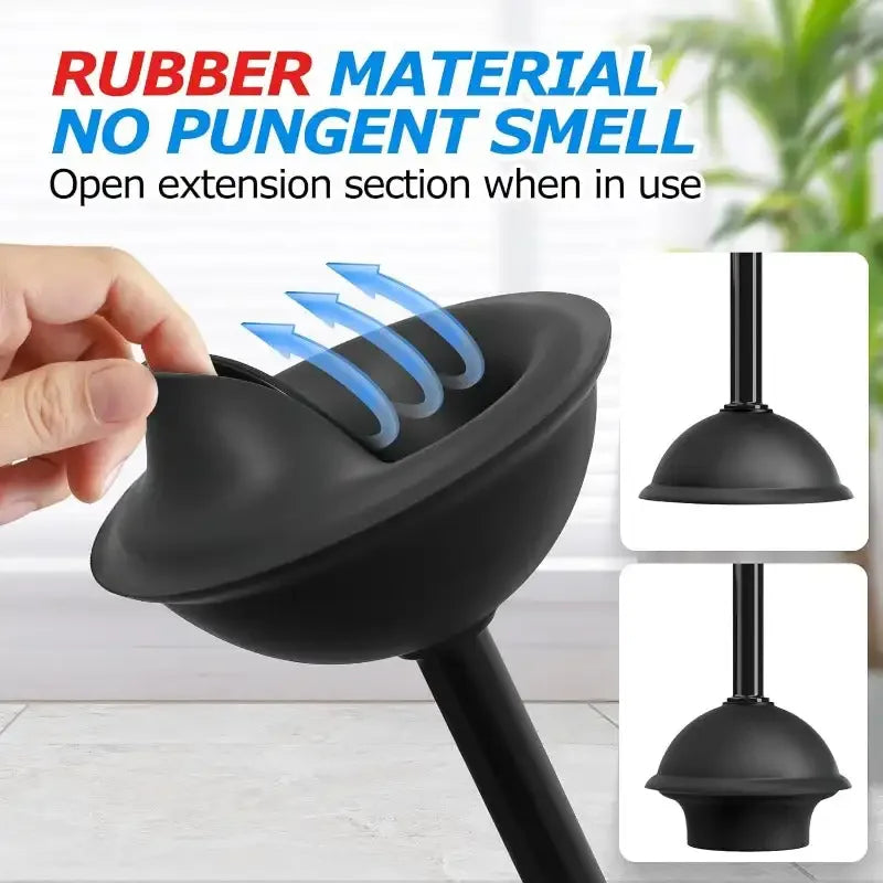 2 in 1 Toilet Plunger and Brush Set with Extended Handle