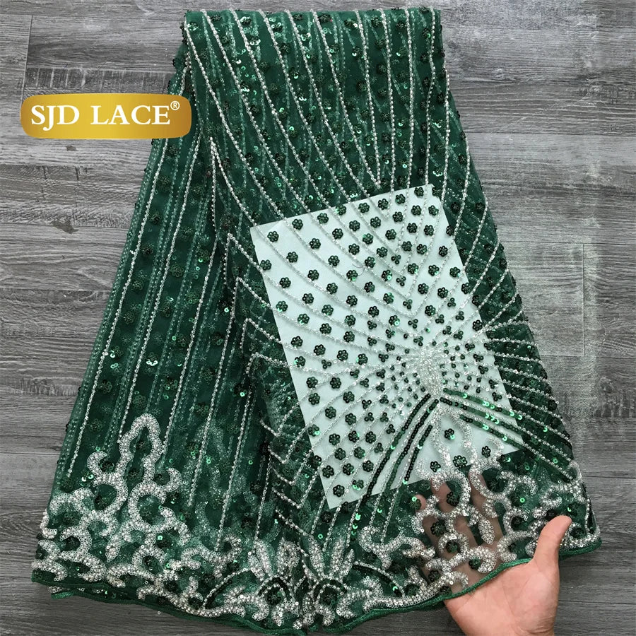 SJD Lace African Luxury Beads Mesh Lace For Women Evening