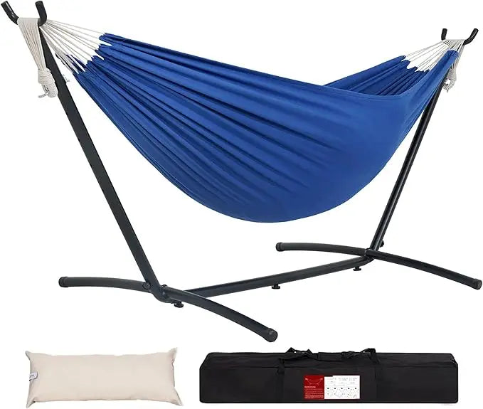 Double Hammock with Space Saving Stand and Carrying Case