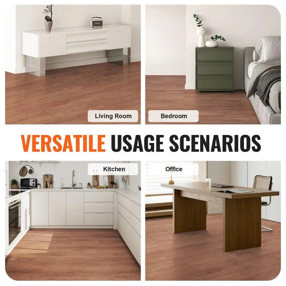 Self Adhesive Vinyl Floor Tiles Peel and Stick Brown Wood Grain
