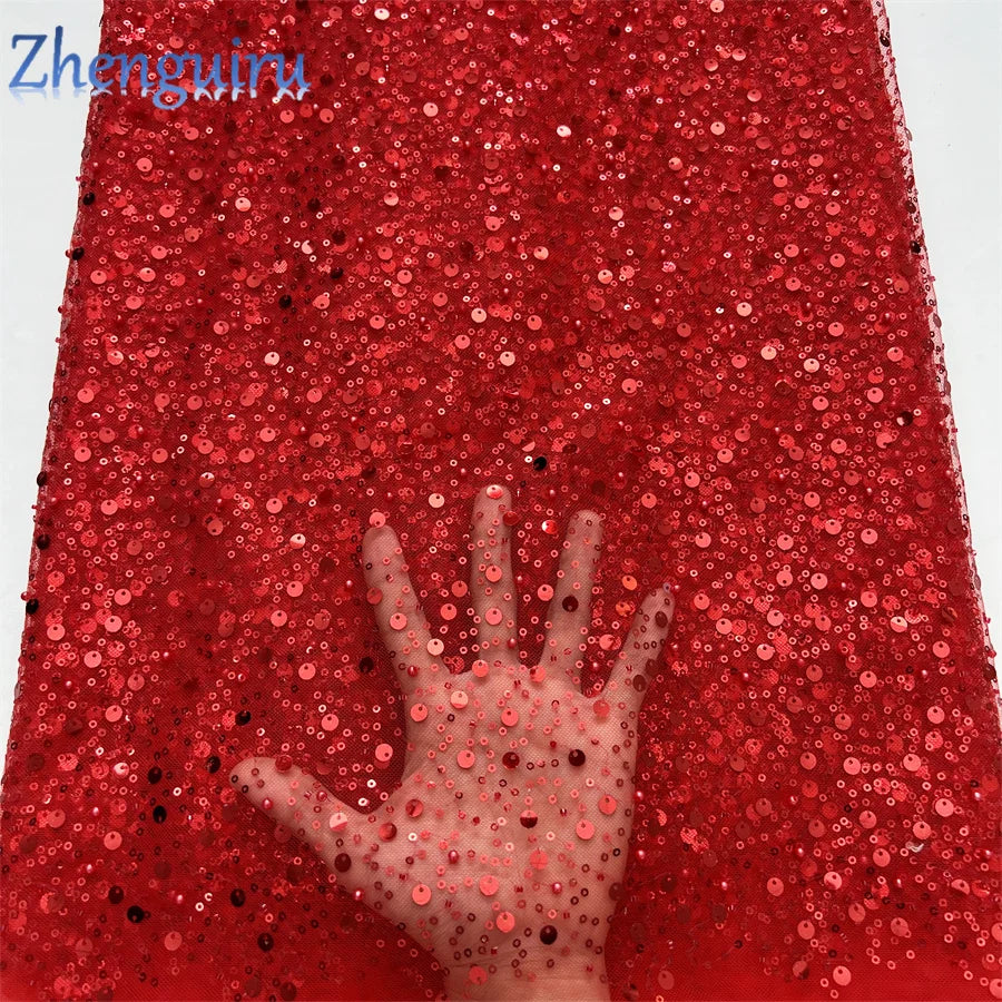 High Quality Silver Sequins Tulle Lace Fabric for Bridal Wear