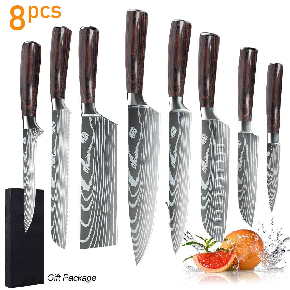 Japanese Kitchen Knives Set High Carbon Damascus Steel 8/10pcs