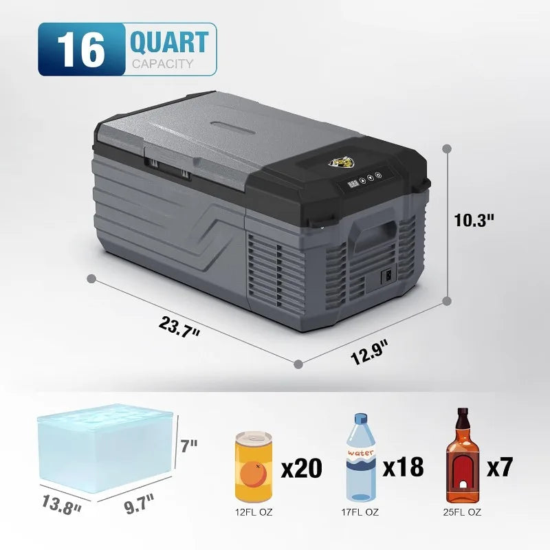 Portable 12 Volt Car Refrigerator 16 Quart Electric Cooler