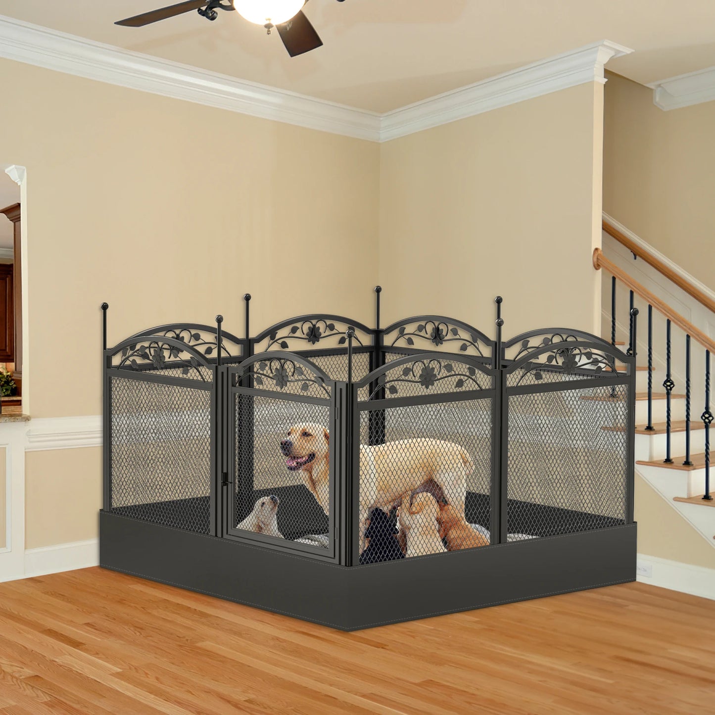 BINGOPAW Heavy Duty Dog Playpen Metal Fence With Pad