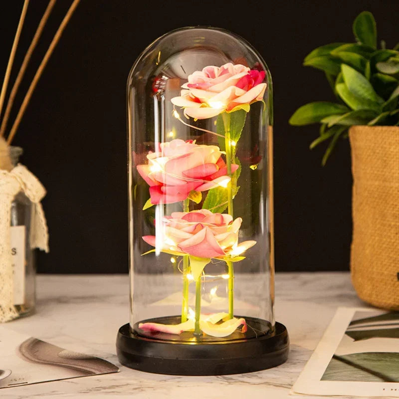 Zhejiang Rose Glass Dome Ornament Gift For Valentines Day