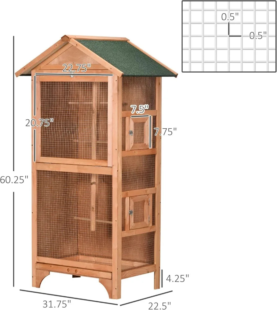 60 Inch Wooden Outdoor Bird Cage – Weather Resistant