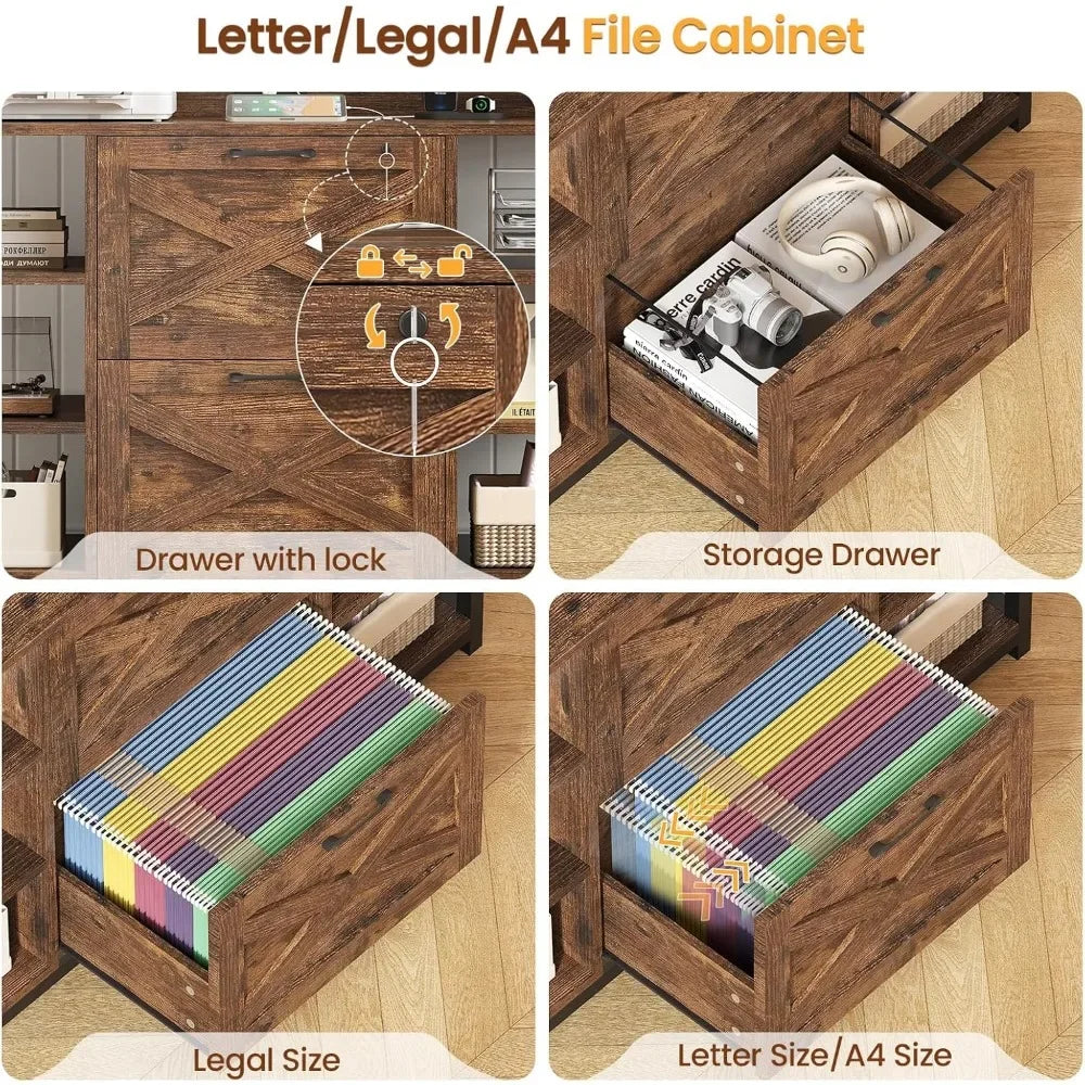 Filing Cabinet with Lock and Charging Station