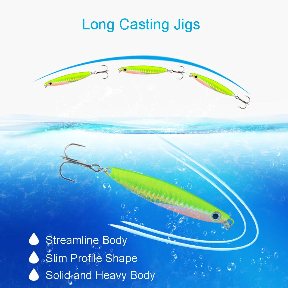 Ackibbik 6pcs Metal Cast Jig Spoon Saltwater Lure For Tuna