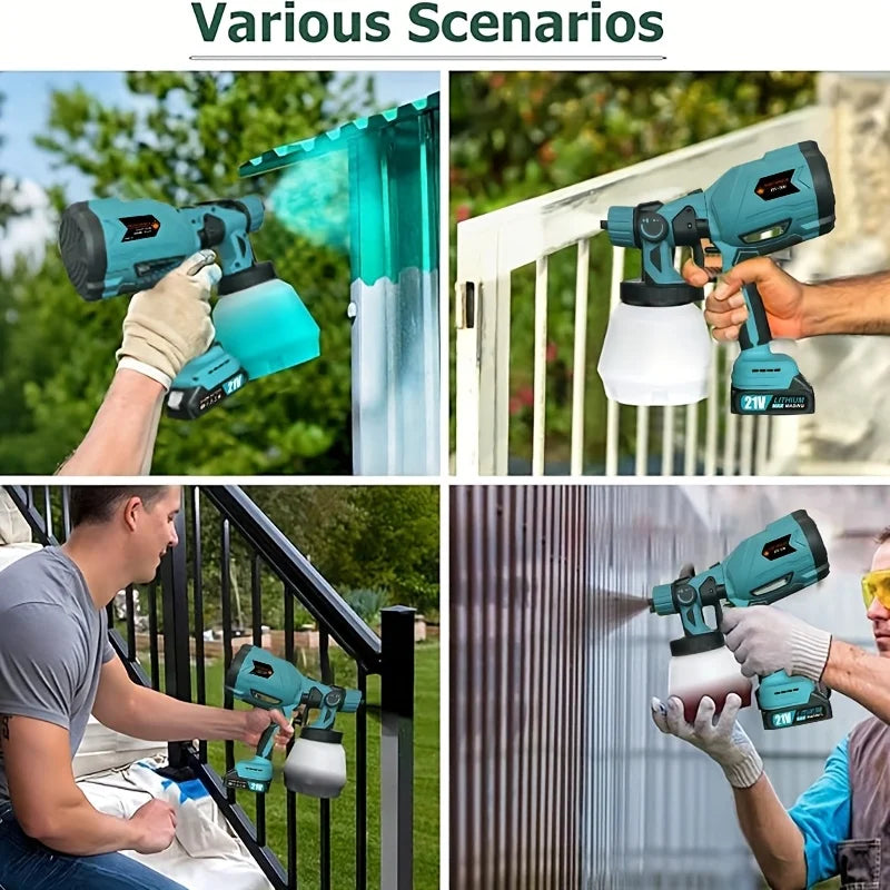 Cordless Electric Spray Gun Paint Sprayer 21V Battery