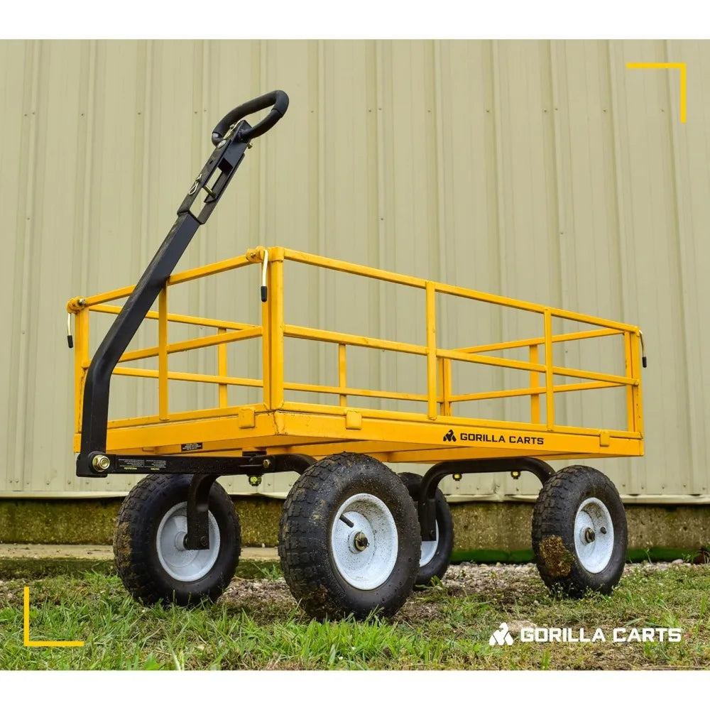 Heavy Duty All Terrain Garden Wagon 1200 Lb Yellow Utility Cart