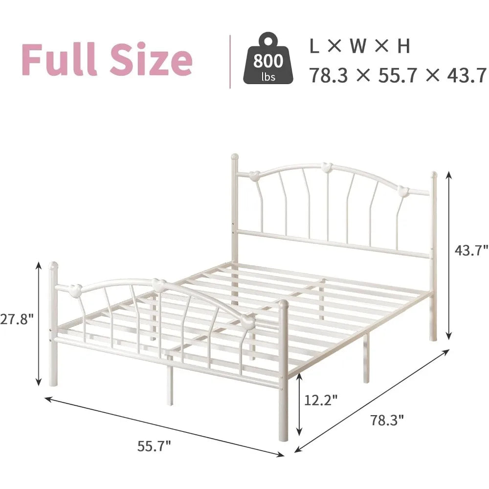 Angduo Metal Bed Frame with Heart Shaped Headboard Plus