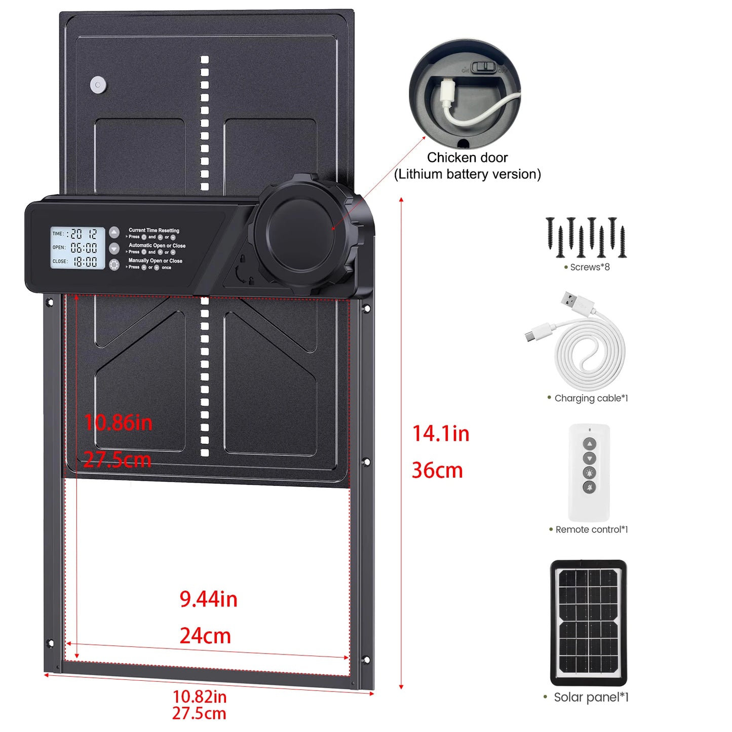 Solar Powered Automatic Chicken Coop Door with Timer and Sensor