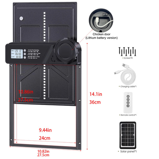 Solar Powered Automatic Chicken Coop Door with Timer and Sensor