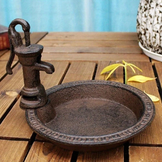 Frolic And Grow Rustic Cast Iron Water Pump Bird Feeder