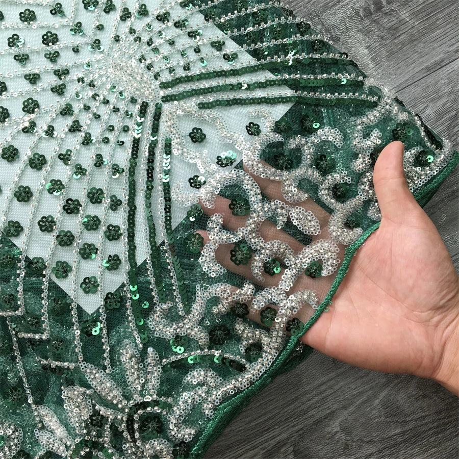 SJD Lace African Luxury Beads Mesh Lace For Women Evening