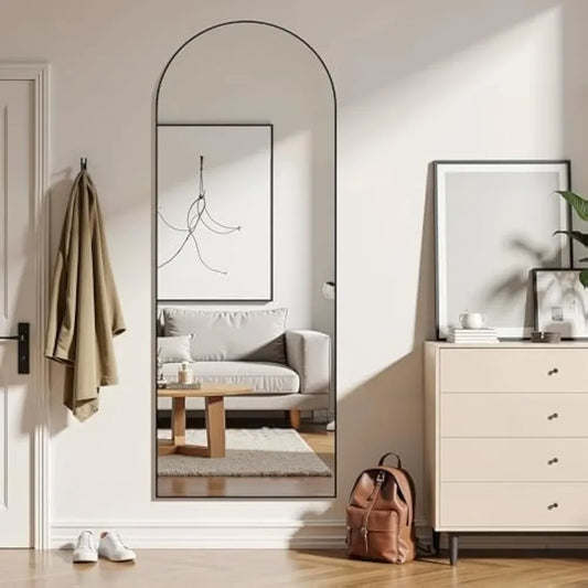 Arched Full-Length Floor Mirror 64 x 21 Inches for Bedroom Decor