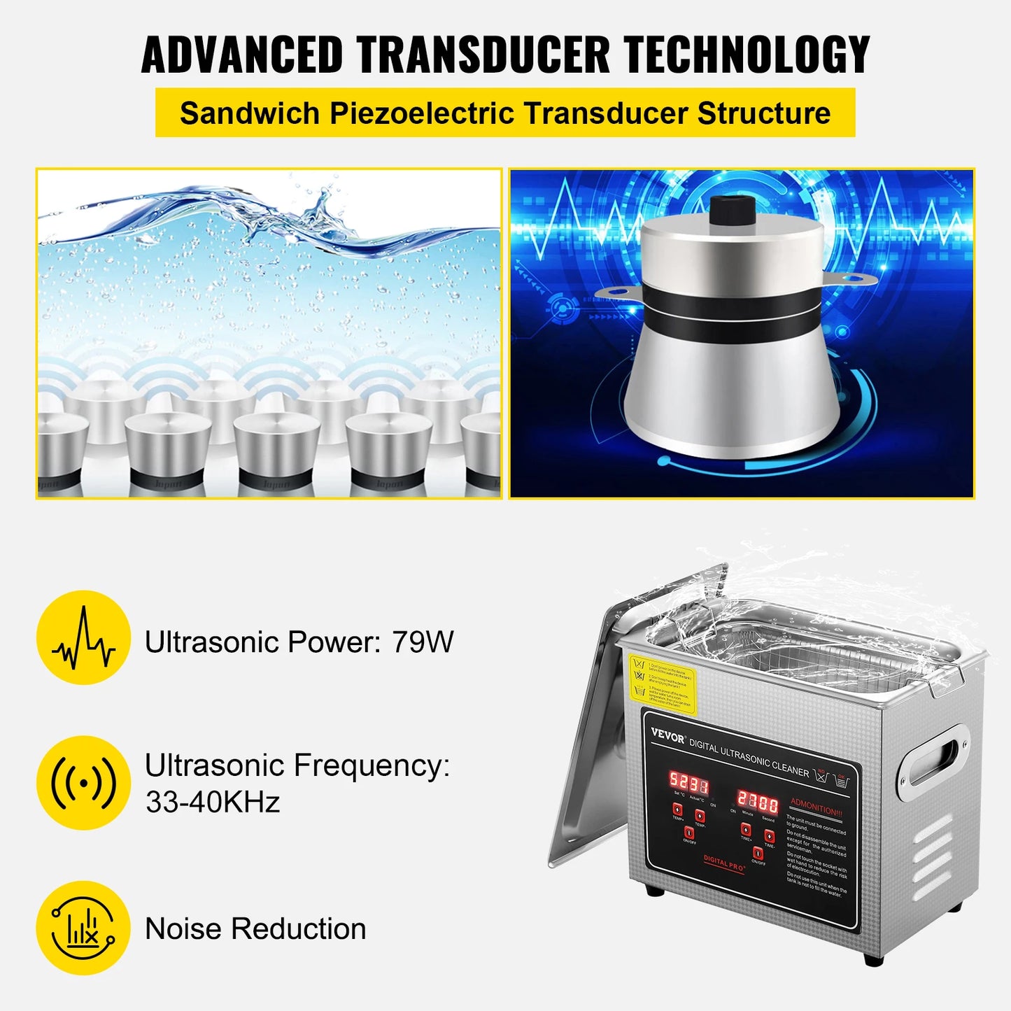 VEVOR Ultrasonic Cleaner Portable Heated Washing Machine