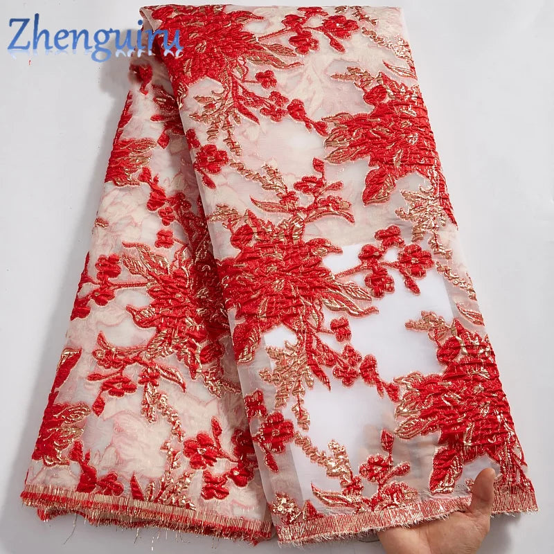 Zhenguiru Organza Lace Brocade Fabric For Elegant Dresses