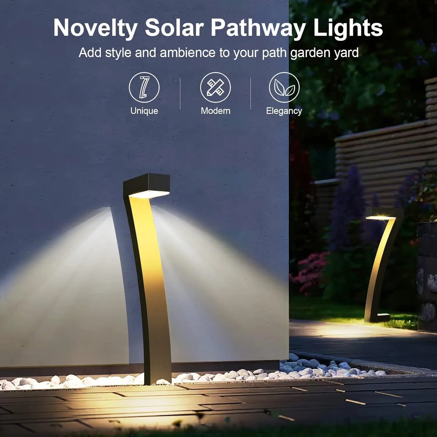 6 Pack Solar Outdoor Pathway Lights with Auto On Off Function