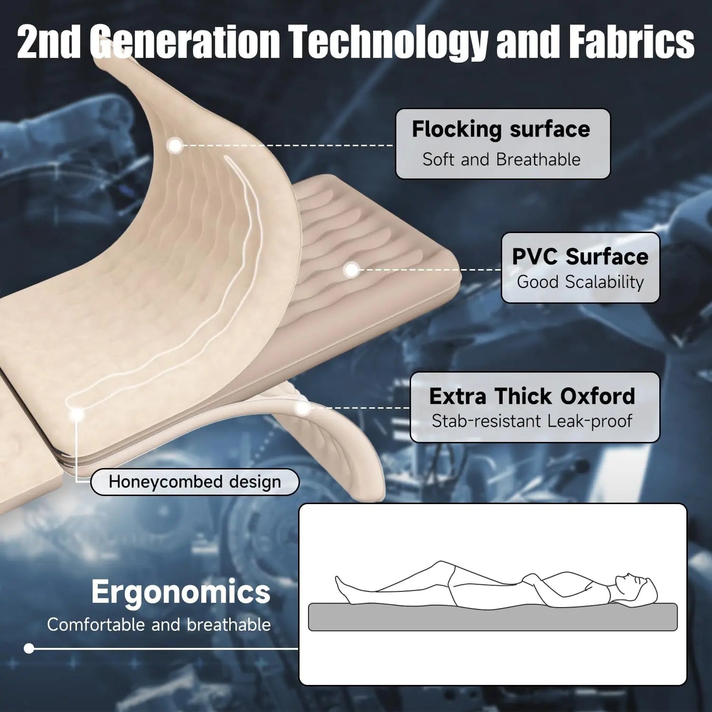 Inflatable Car Backseat Air Mattress with Two Pillows