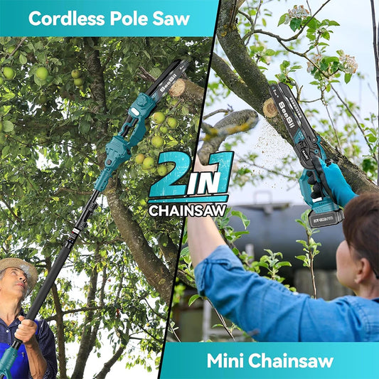 Seesii 2in1 Cordless Pole Saw And Chainsaw For Trees