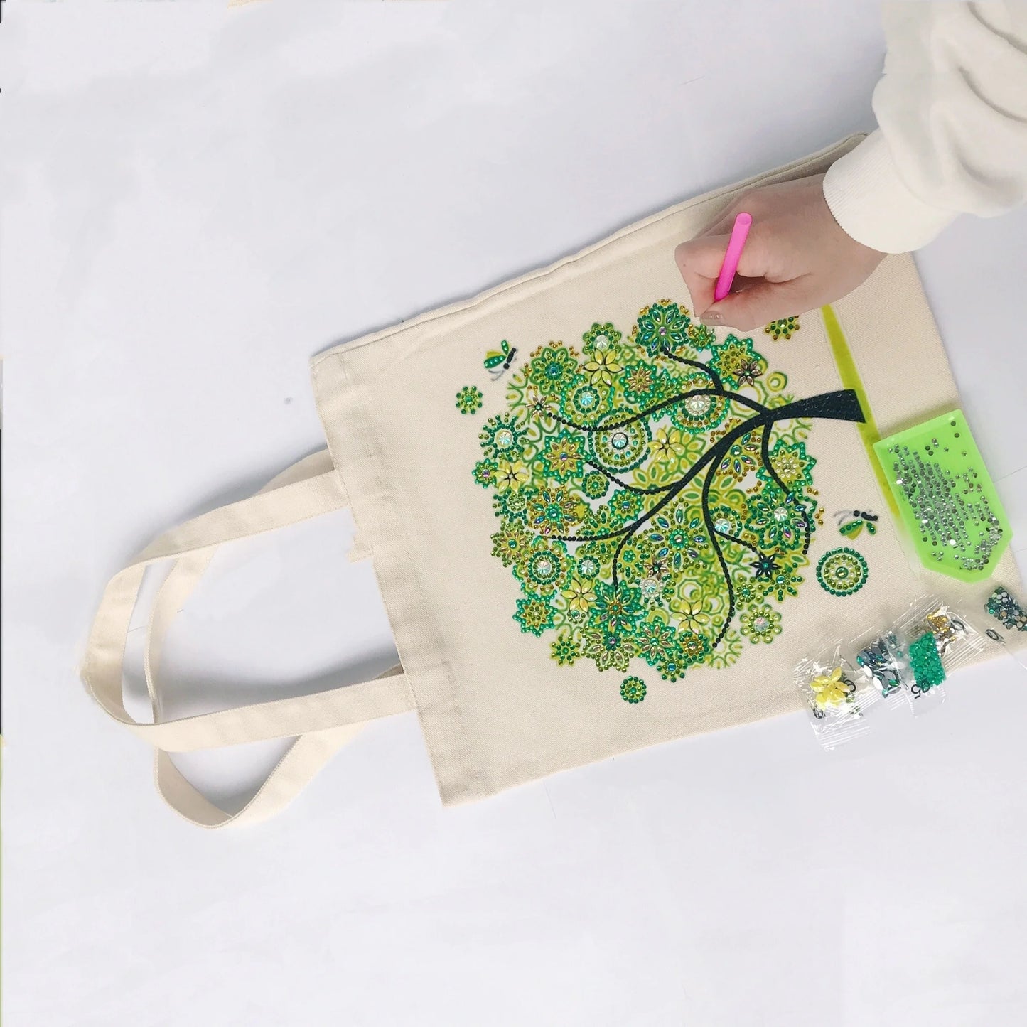 Diamond Four Seasons Tree Mosaic Tote Bag For Women