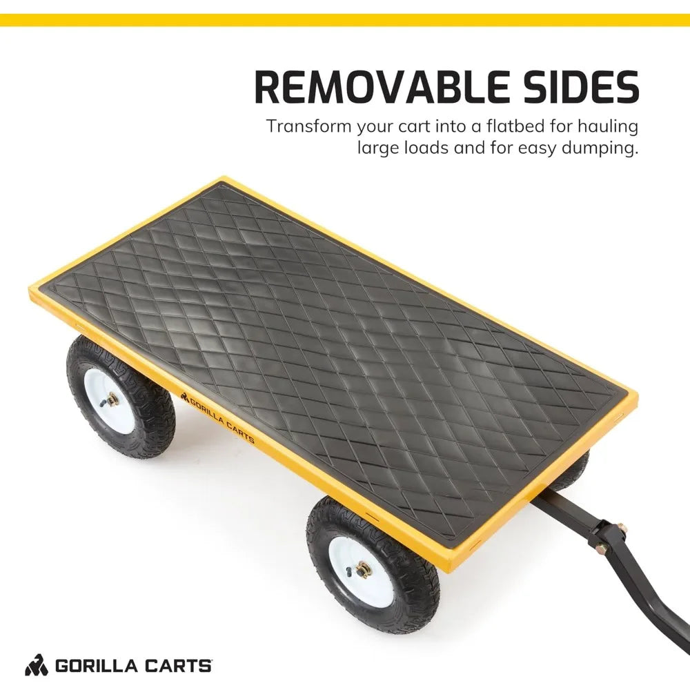 Heavy Duty All Terrain Garden Wagon 1200 Lb Yellow Utility Cart