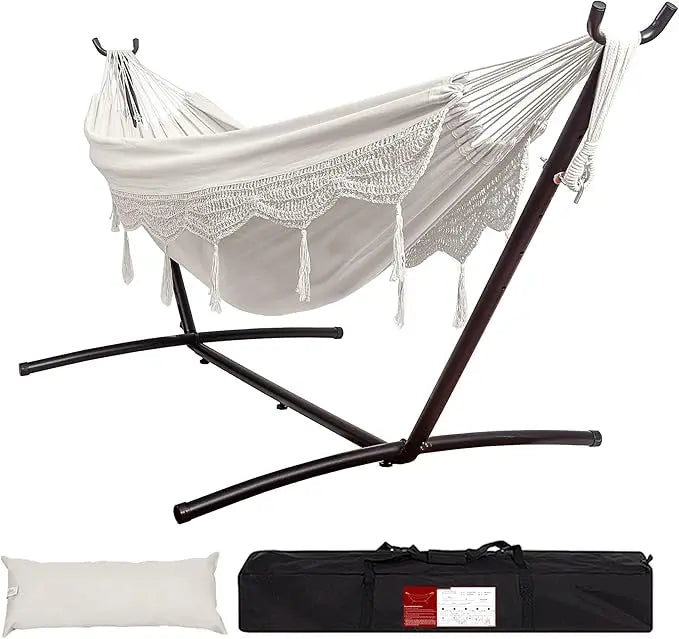 Double Hammock with Space Saving Stand and Carrying Case
