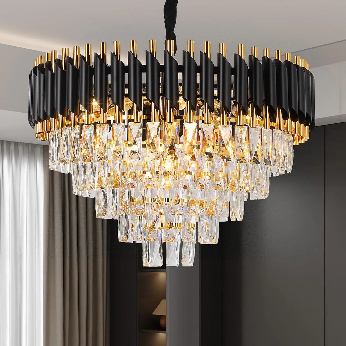 Litake Luxury Crystal Pendant Lights Aluminum Chandelier