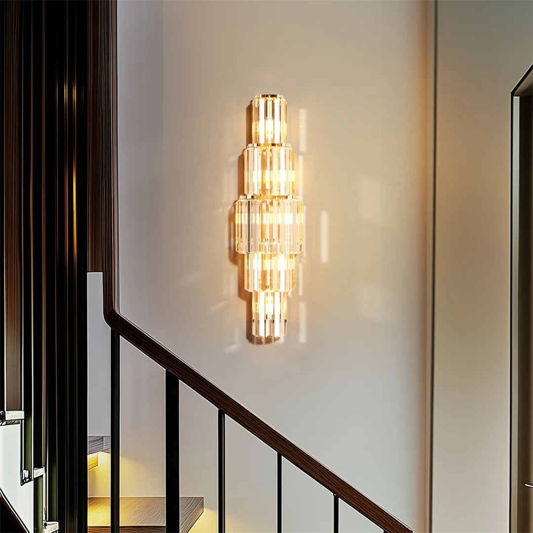 LUVODI Modern Crystal Wall Lamp Three Layer Sconce Light