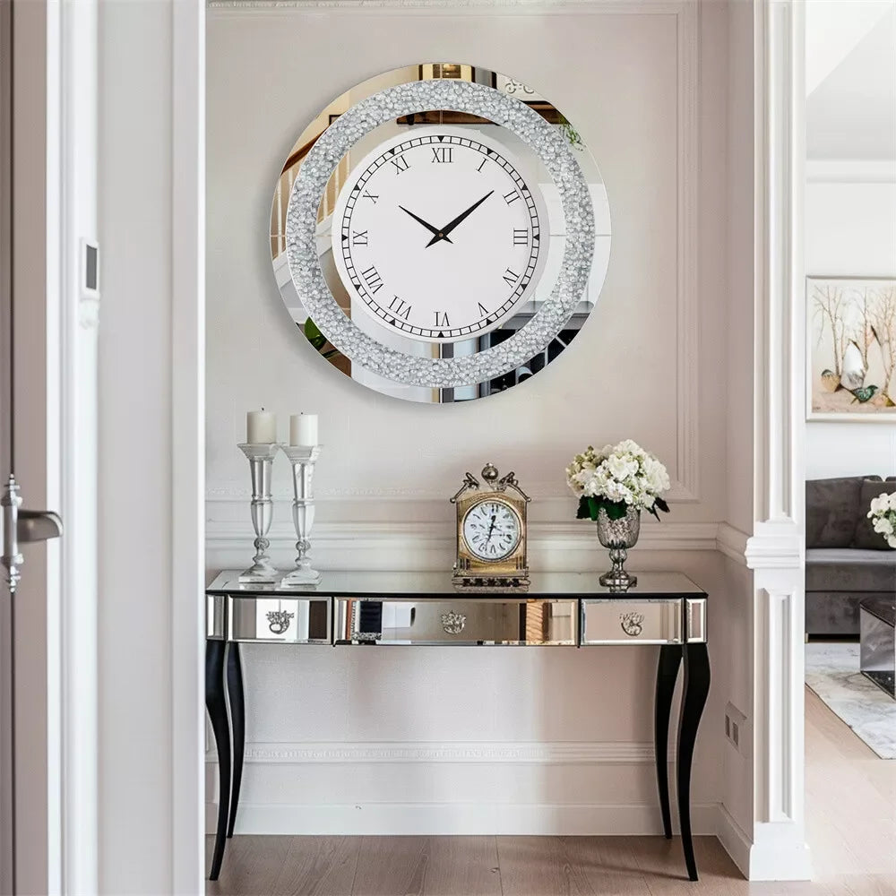 LUVODI Modern 3D Diamond Crystal Wall Clock For Living Room