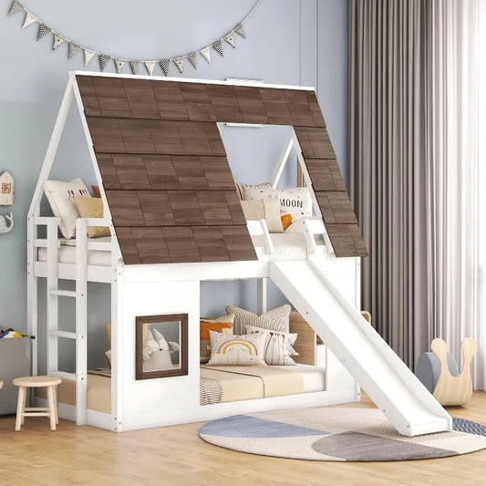 Twin Over Twin House Bunk Bed Frame by NoEnName