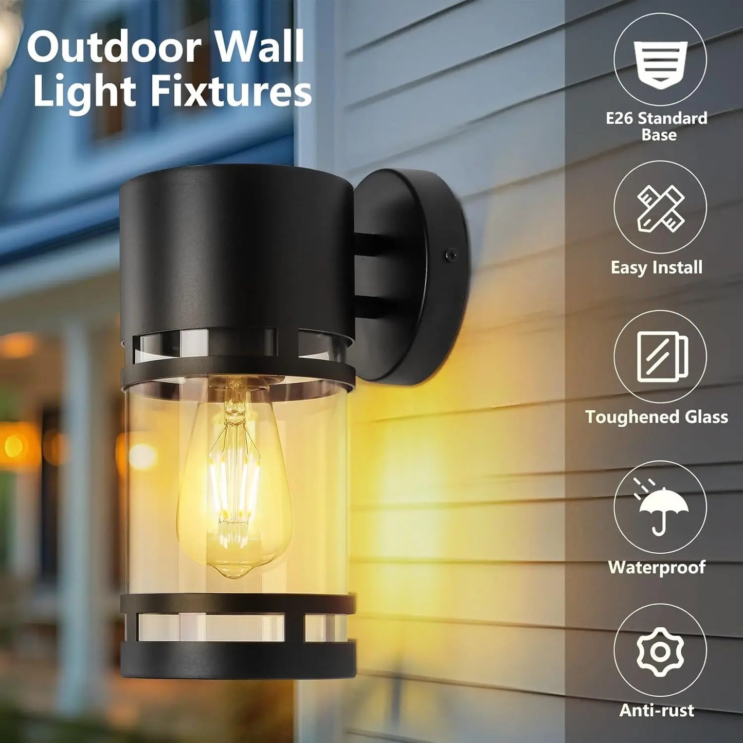 IDEPUS Outdoor Wall Light E26 Socket Exterior Porch Lamp