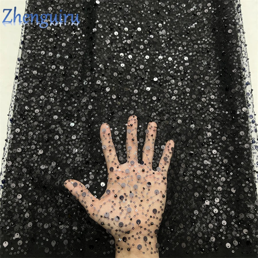 High Quality Silver Sequins Tulle Lace Fabric for Bridal Wear