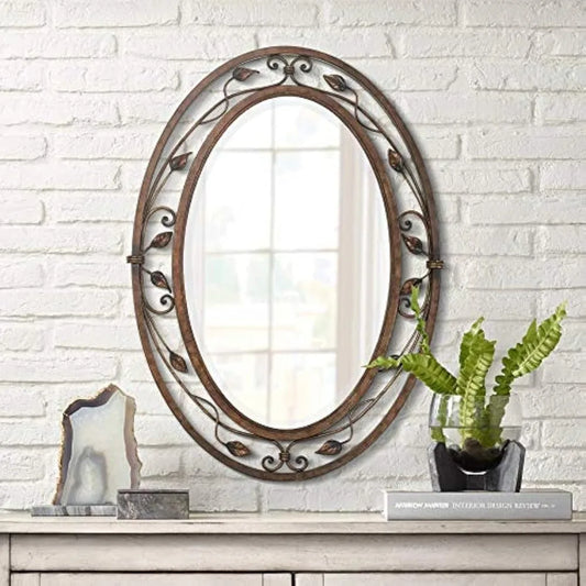 Eden Park Oval Decorative Wall Mirror Vintage Rustic Frame