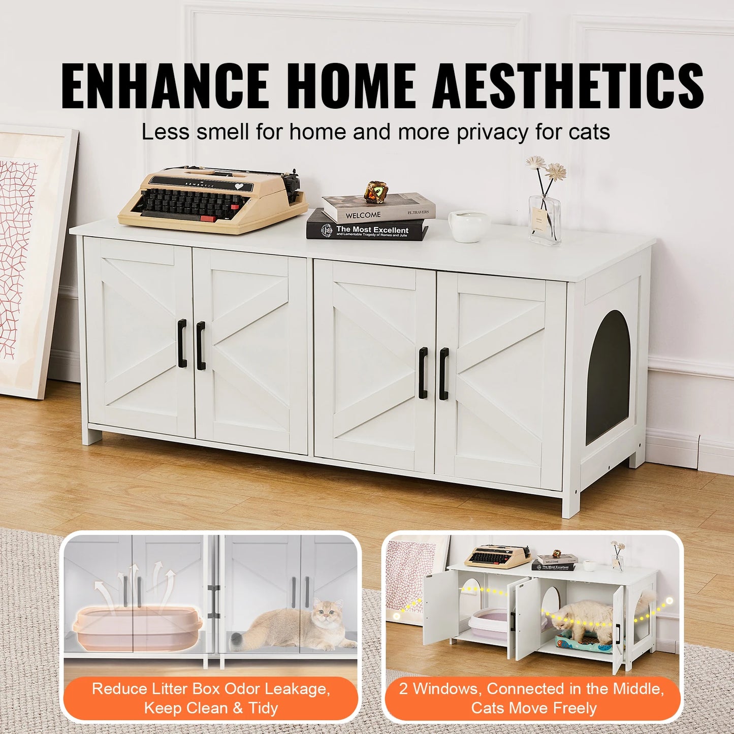 SucceBuy Cat Litter Box Enclosure Furniture For Cats