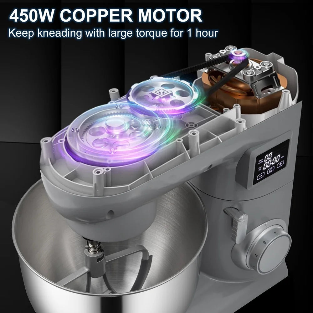 450W Stand Mixer with 7.4Qt Stainless Steel Bowl and LCD Control