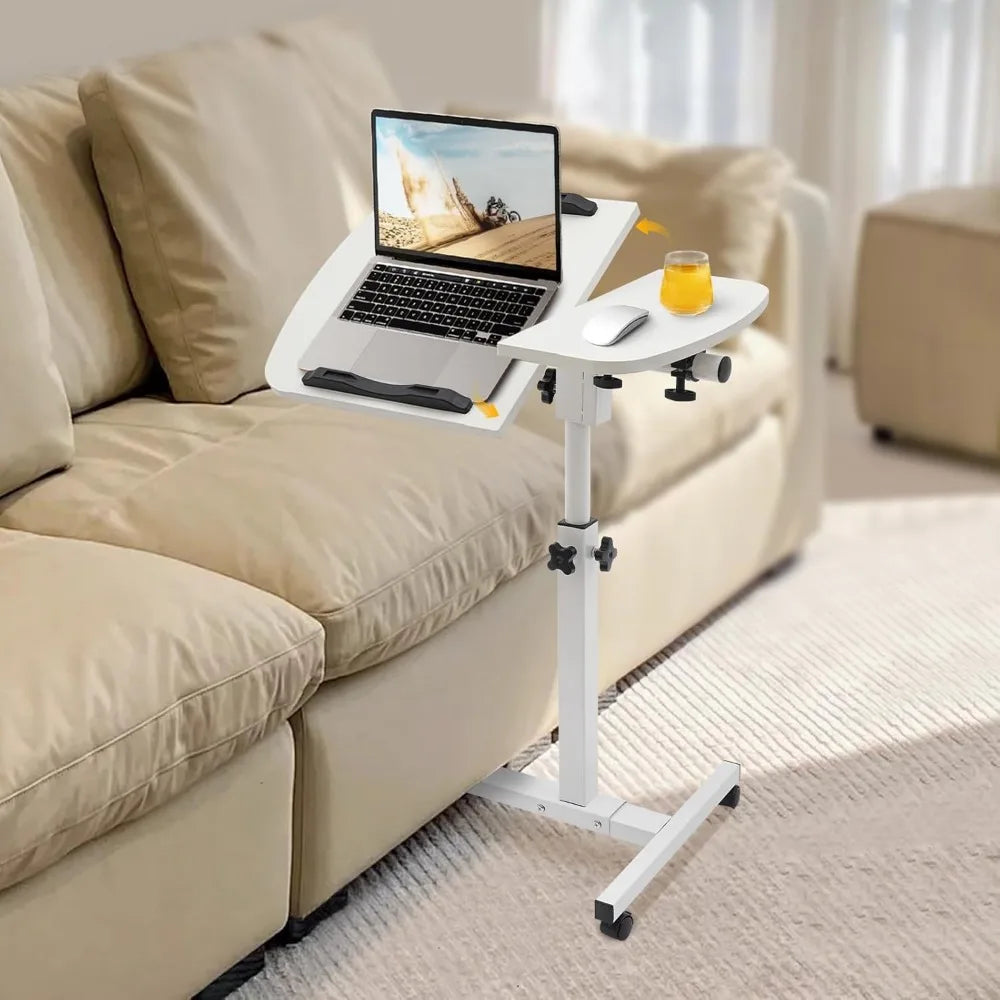 Adjustable Rolling Laptop Table with Wheels Portable Standing Desk