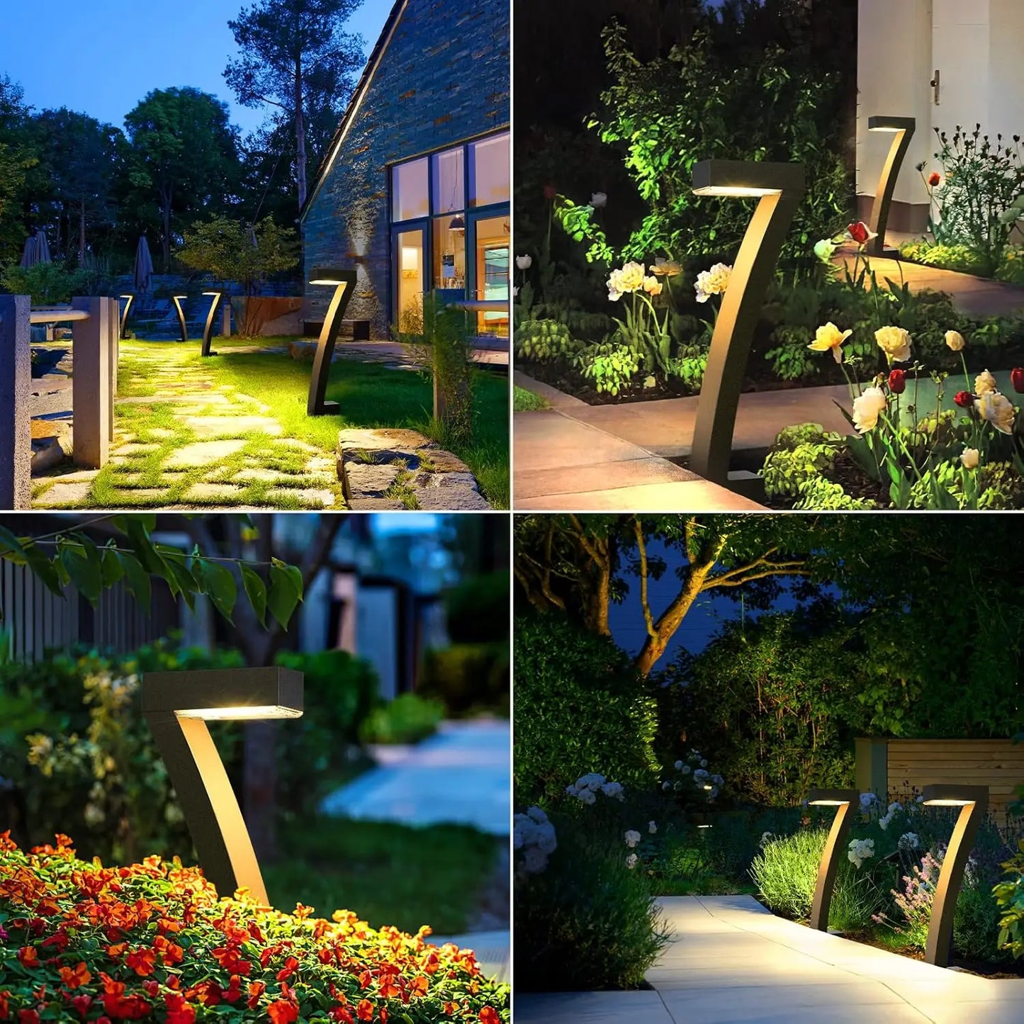 6 Pack Solar Outdoor Pathway Lights with Auto On Off Function