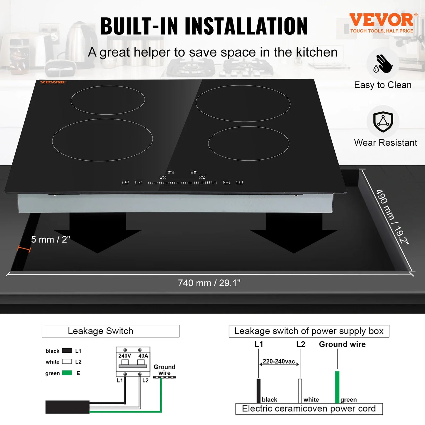 SucceBuy Induction Cooktop 4 Burner Ceramic Glass Electric